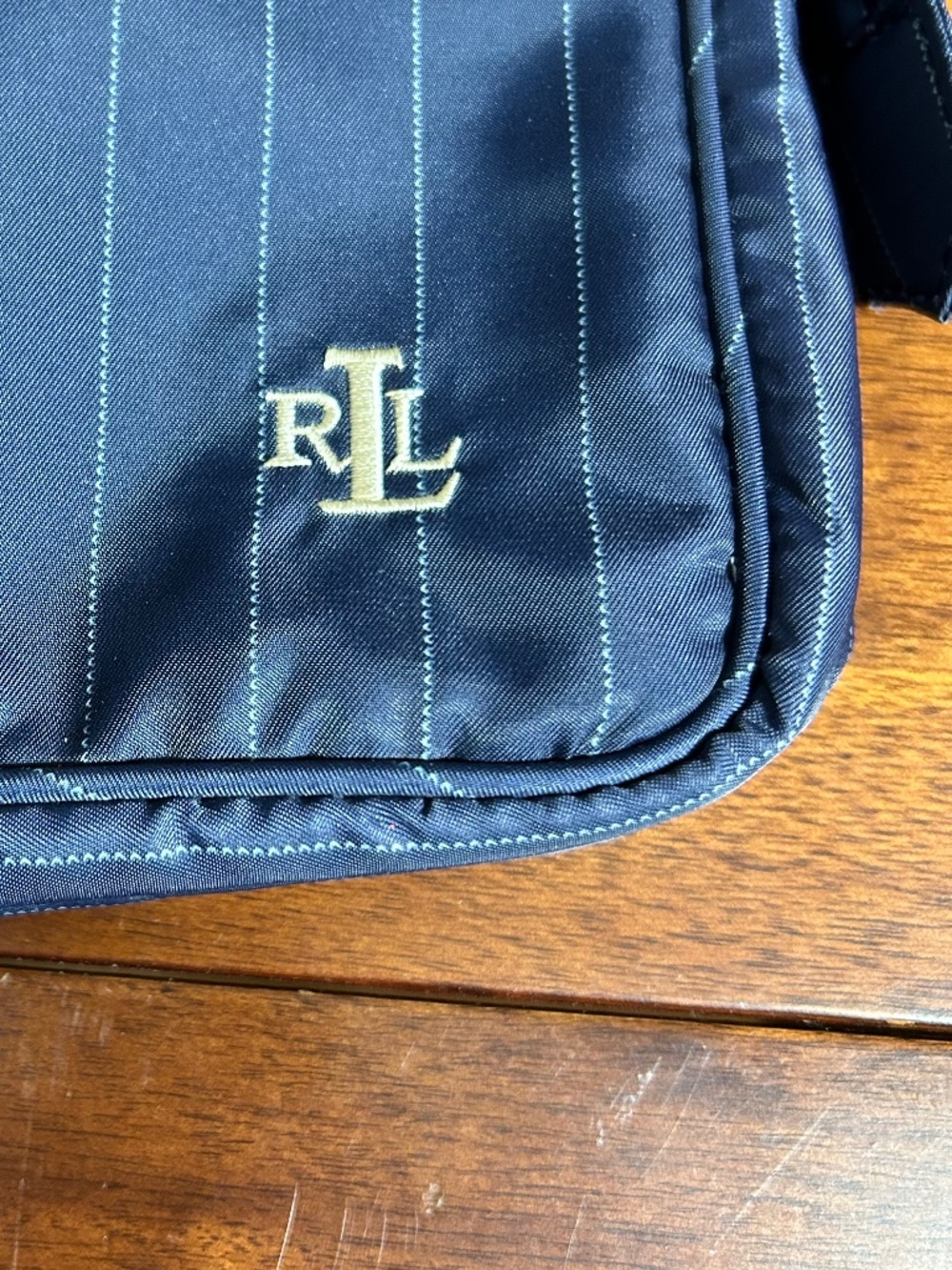 Lauren Ralph Lauren Navy Pinstripe Cosmetic Travel Bag Pouch